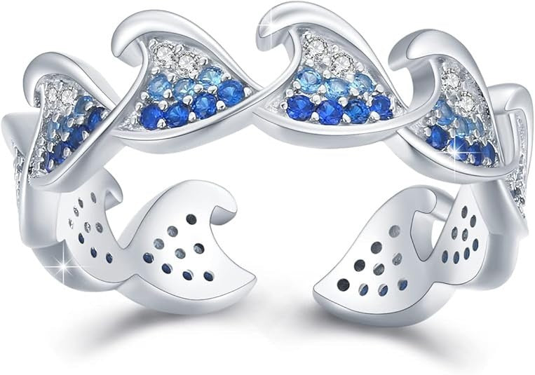 Rhinestone Zircon Wave Ring Fashion Women's Simple